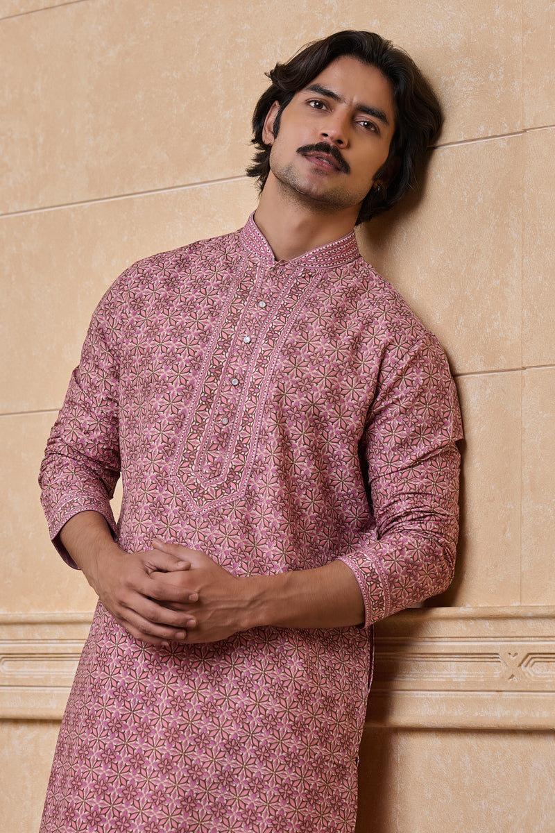 Pink All Over Printed Kurta Set