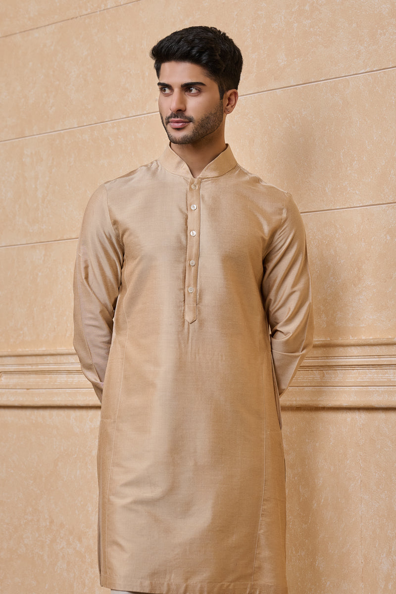 Beige Solid Single Kurta