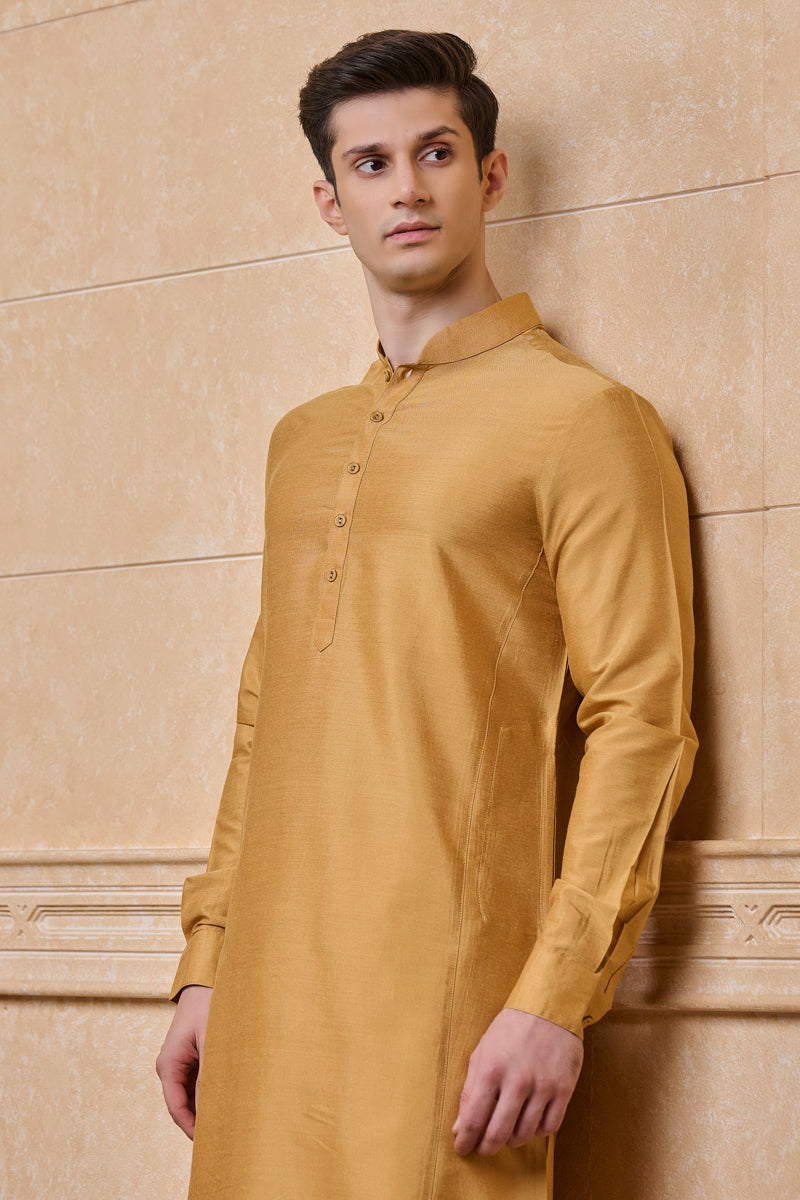 Yellow Solid Single Kurta