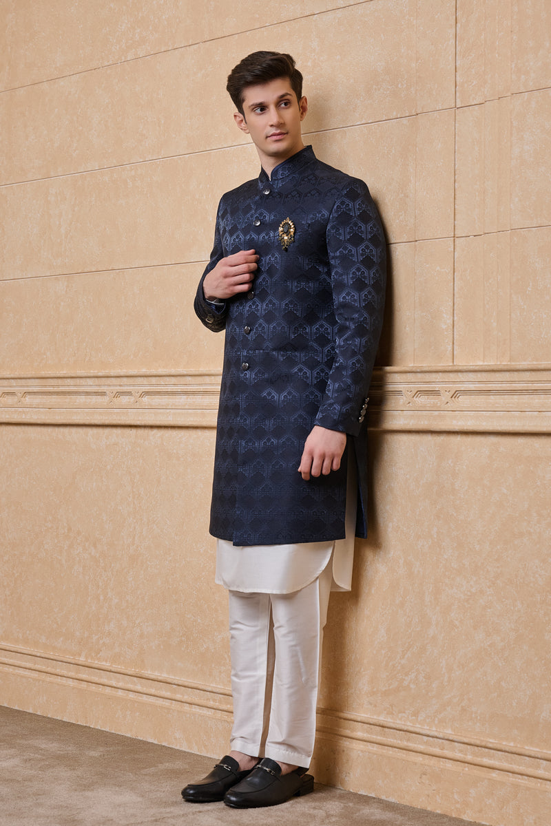 Navy Classic Jacquard Indo Western