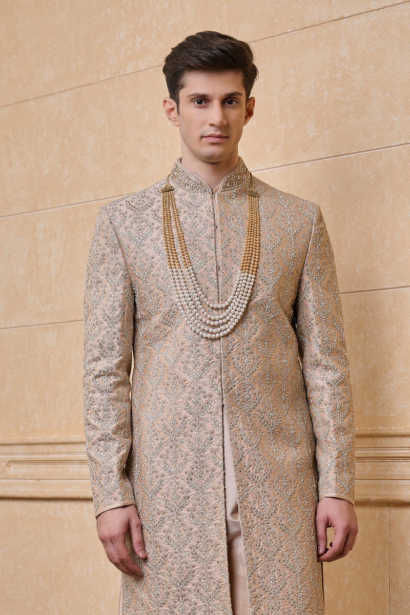 Pink All Over Embroidered Sherwani