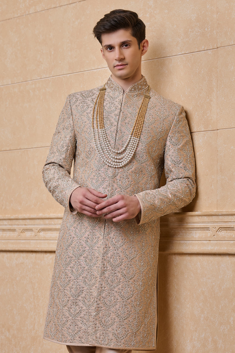 Pink All Over Embroidered Sherwani