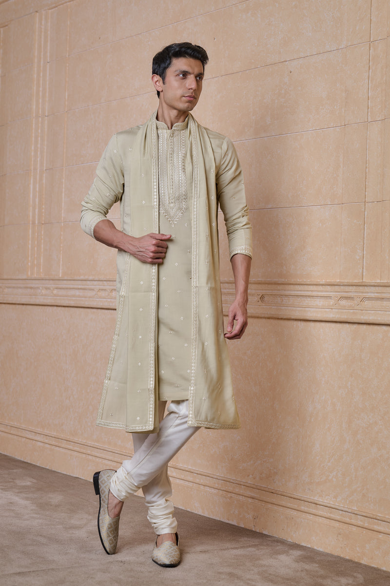 Ivory All Over Embroidered Kurta Set