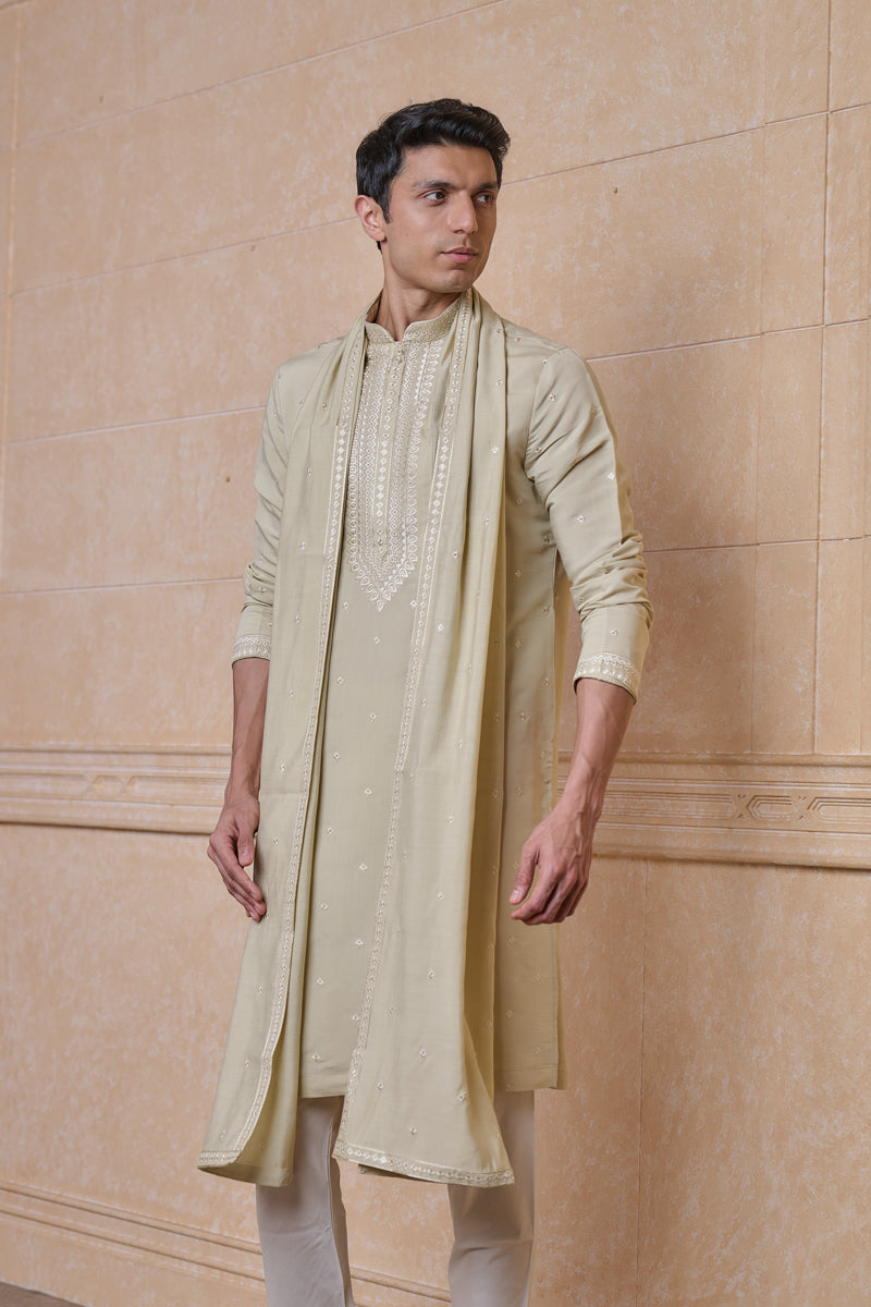 Ivory All Over Embroidered Kurta Set