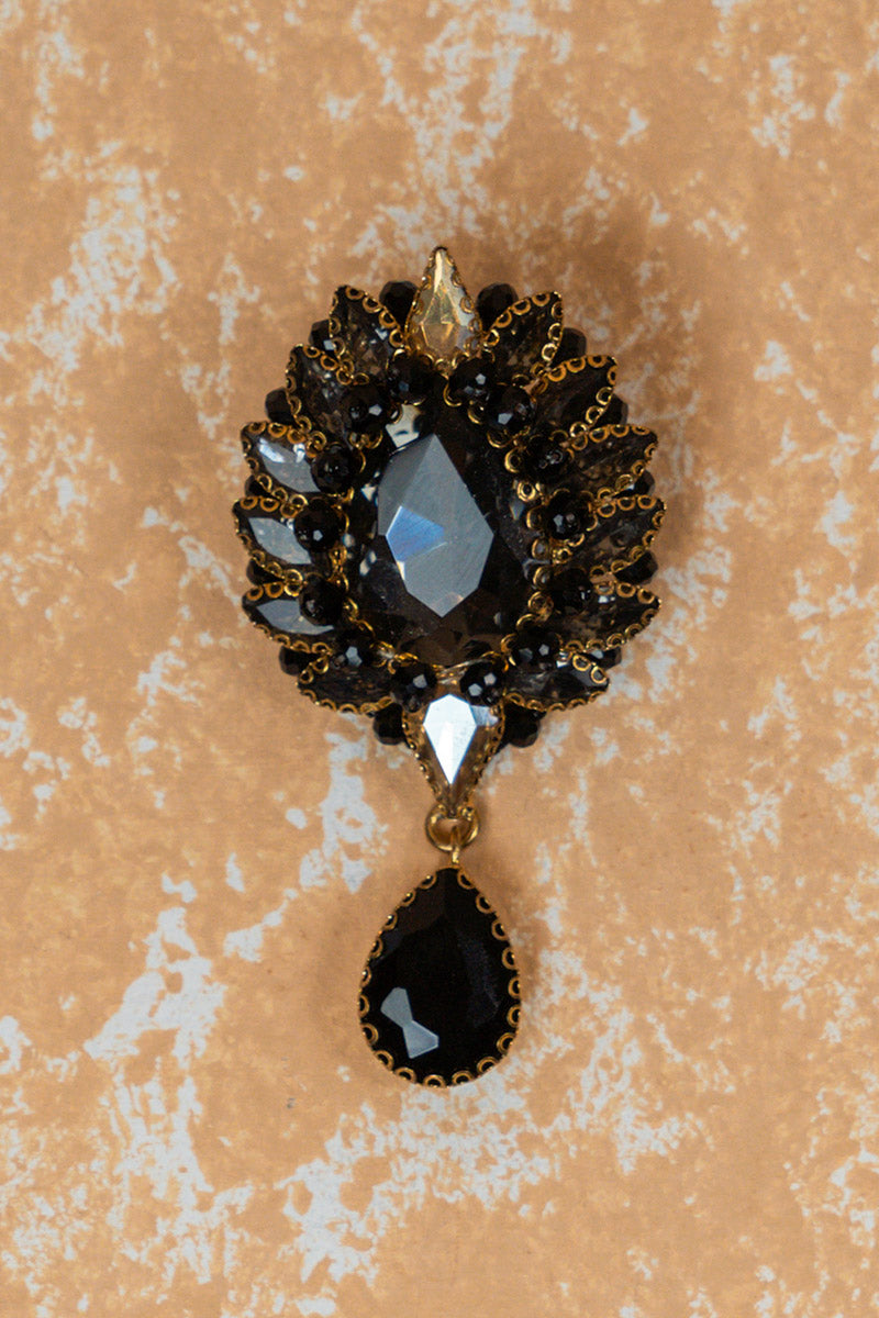 Crystal Brooch With Drop Detailing