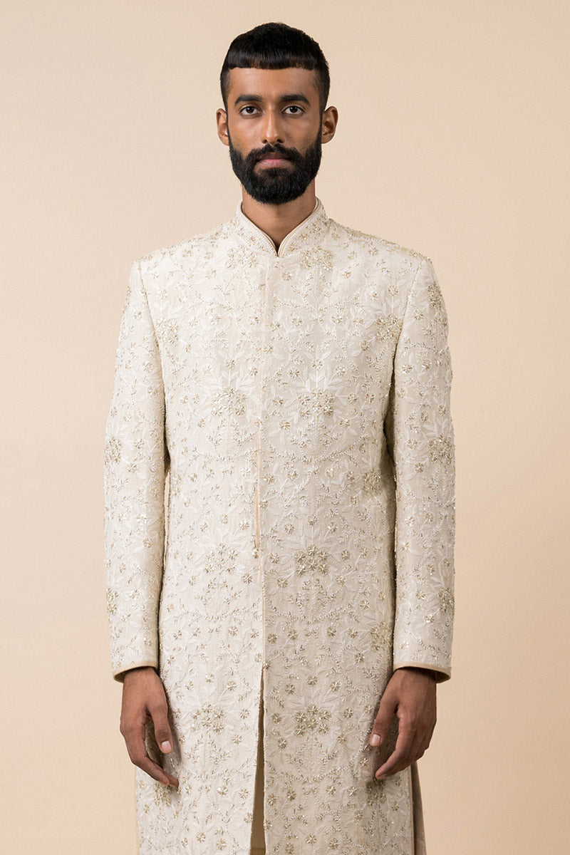 Ivory Floral Embroidered Sherwani