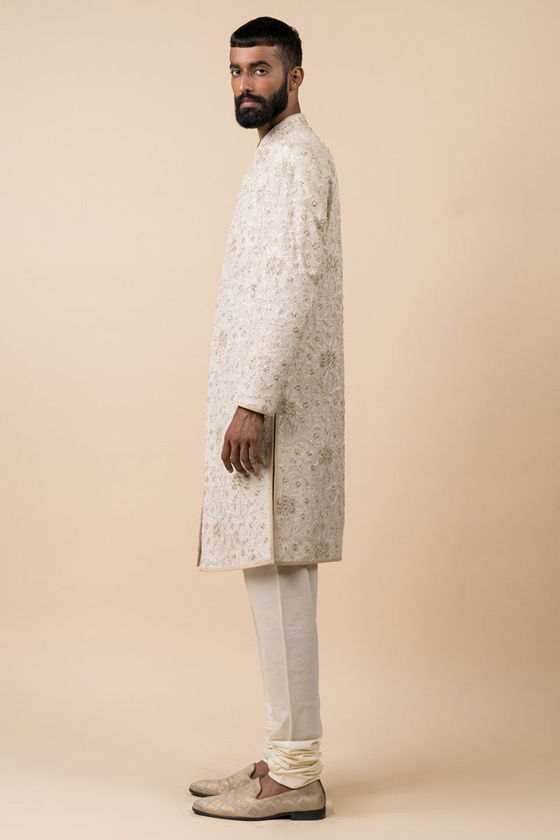 Ivory Floral Embroidered Sherwani