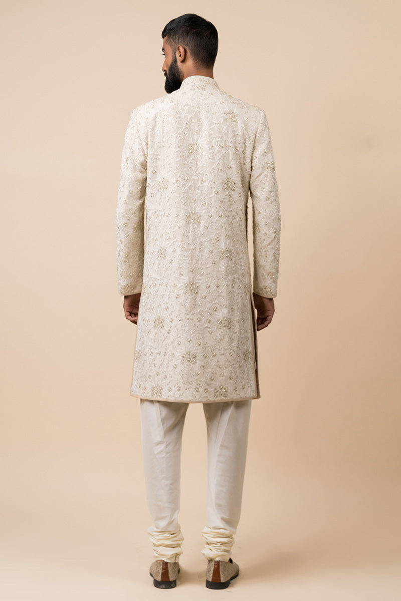 Ivory Floral Embroidered Sherwani