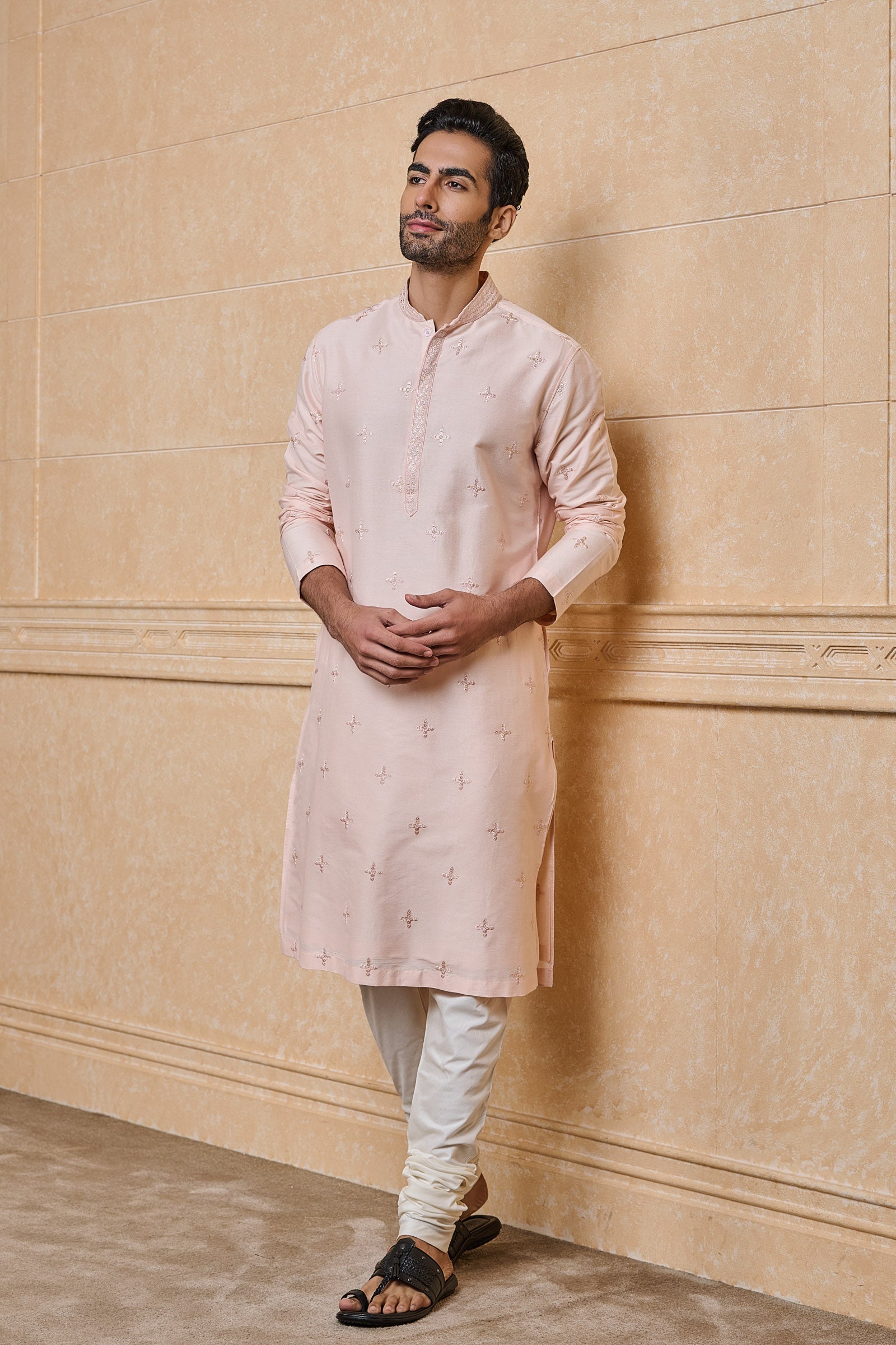 Pink All Over Embroidered Kurta Set