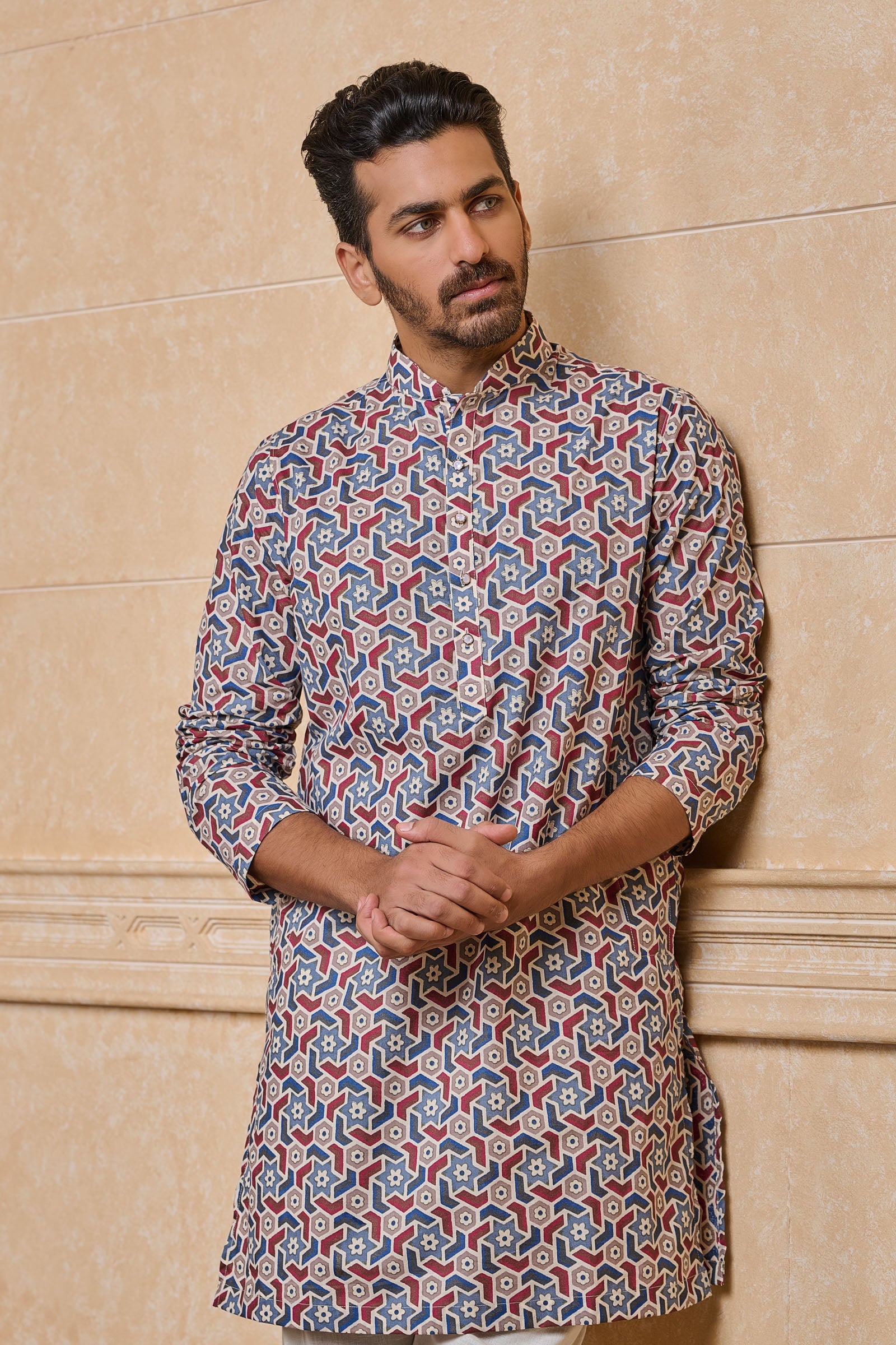 Multi-coloured Cotton Printed Kurta Set