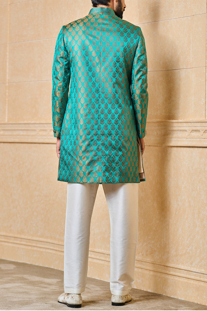 Green Classic Brocade Achkan