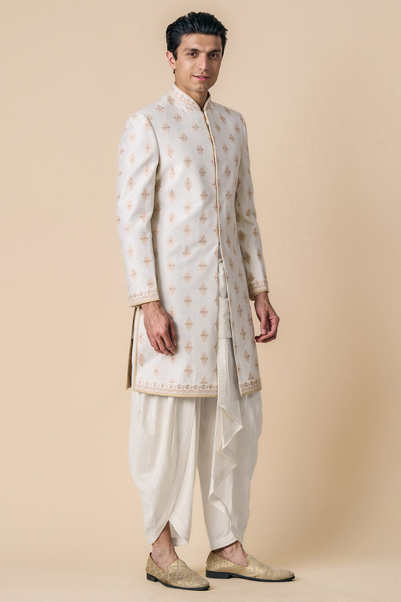 Ivory All Over Butta Embroidered Achkan