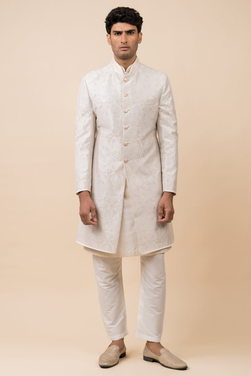 Ivory Classic Jacquard Achkan