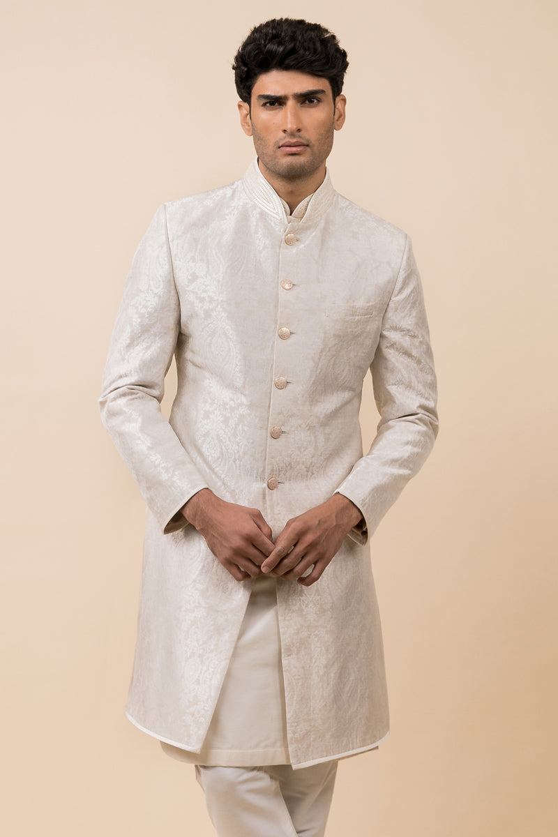 Ivory Classic Jacquard Achkan