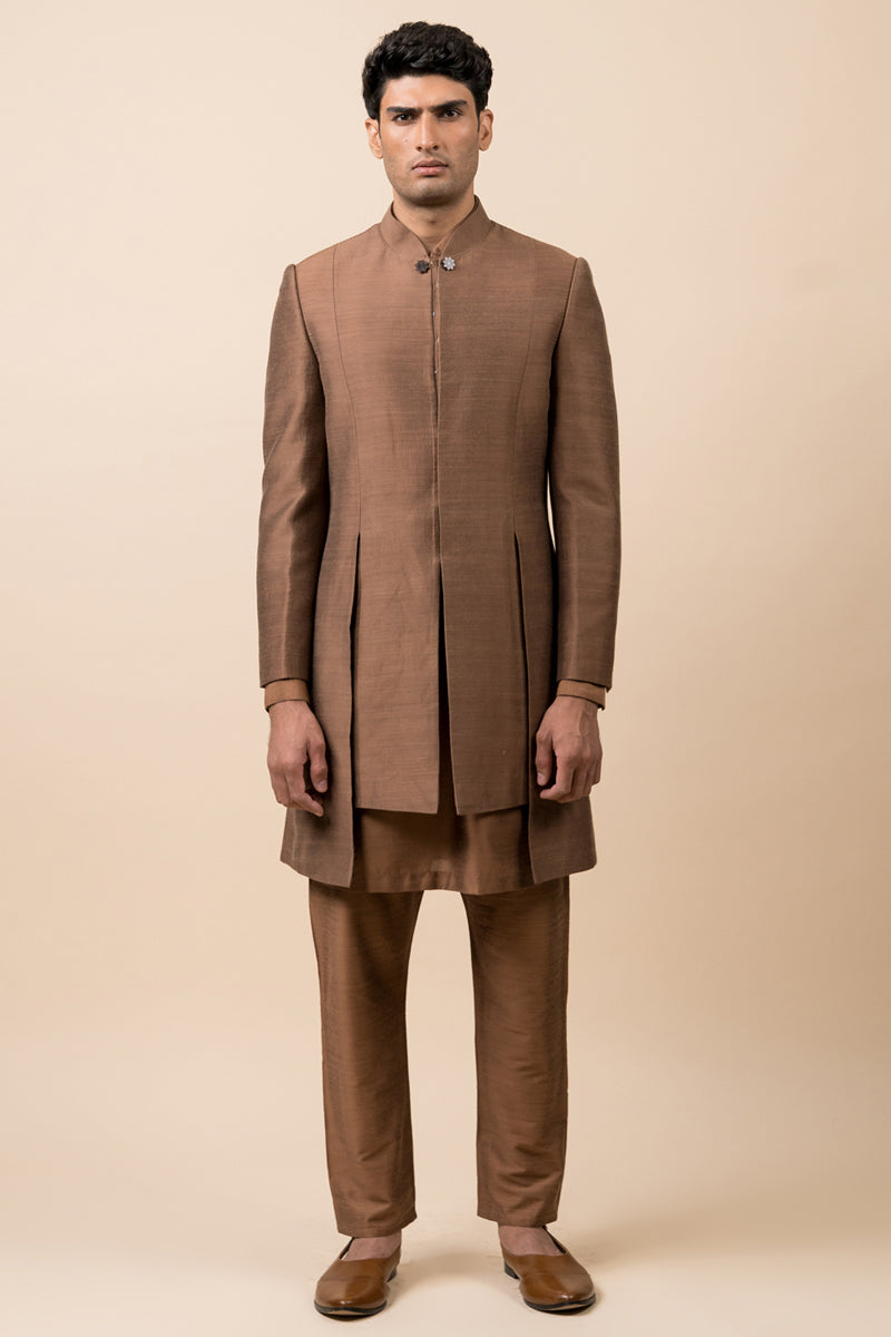 Brown Panelled Achkan