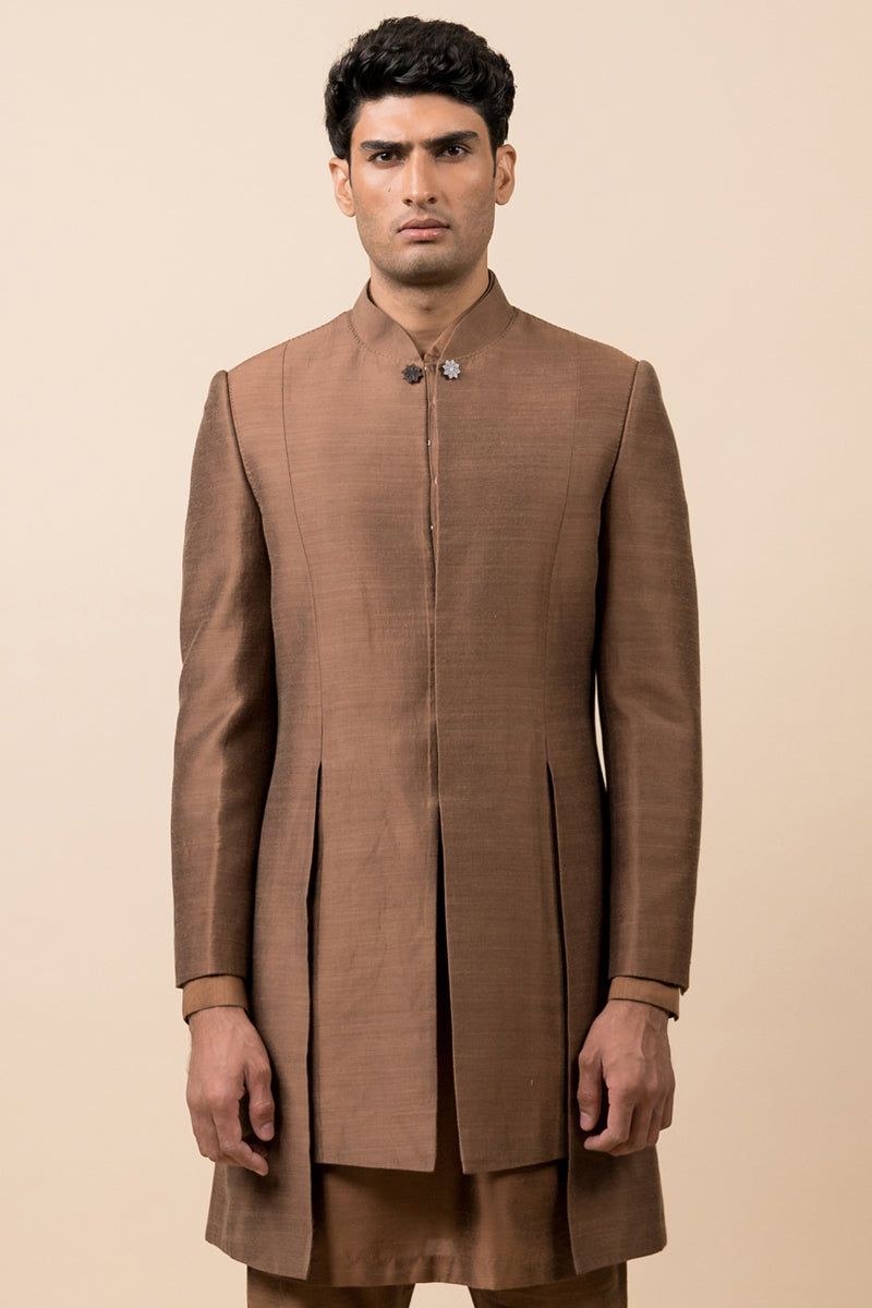 Brown Panelled Achkan