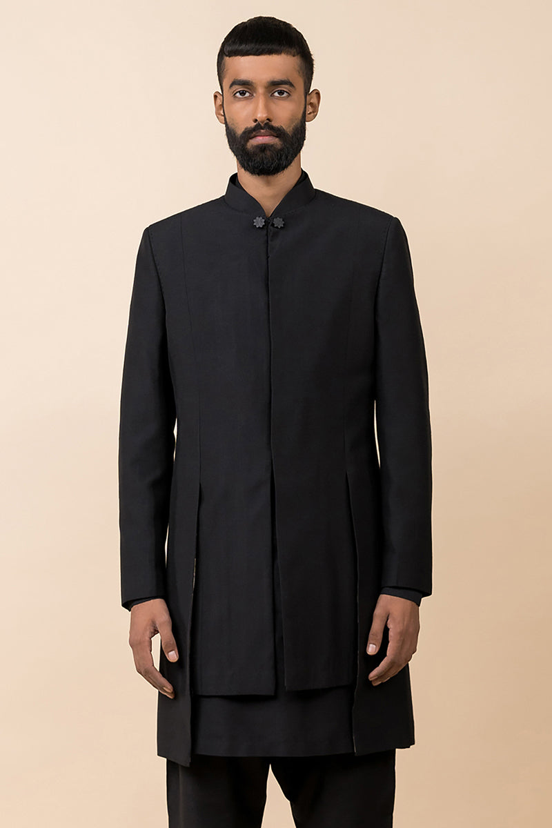 Black Panelled Achkan