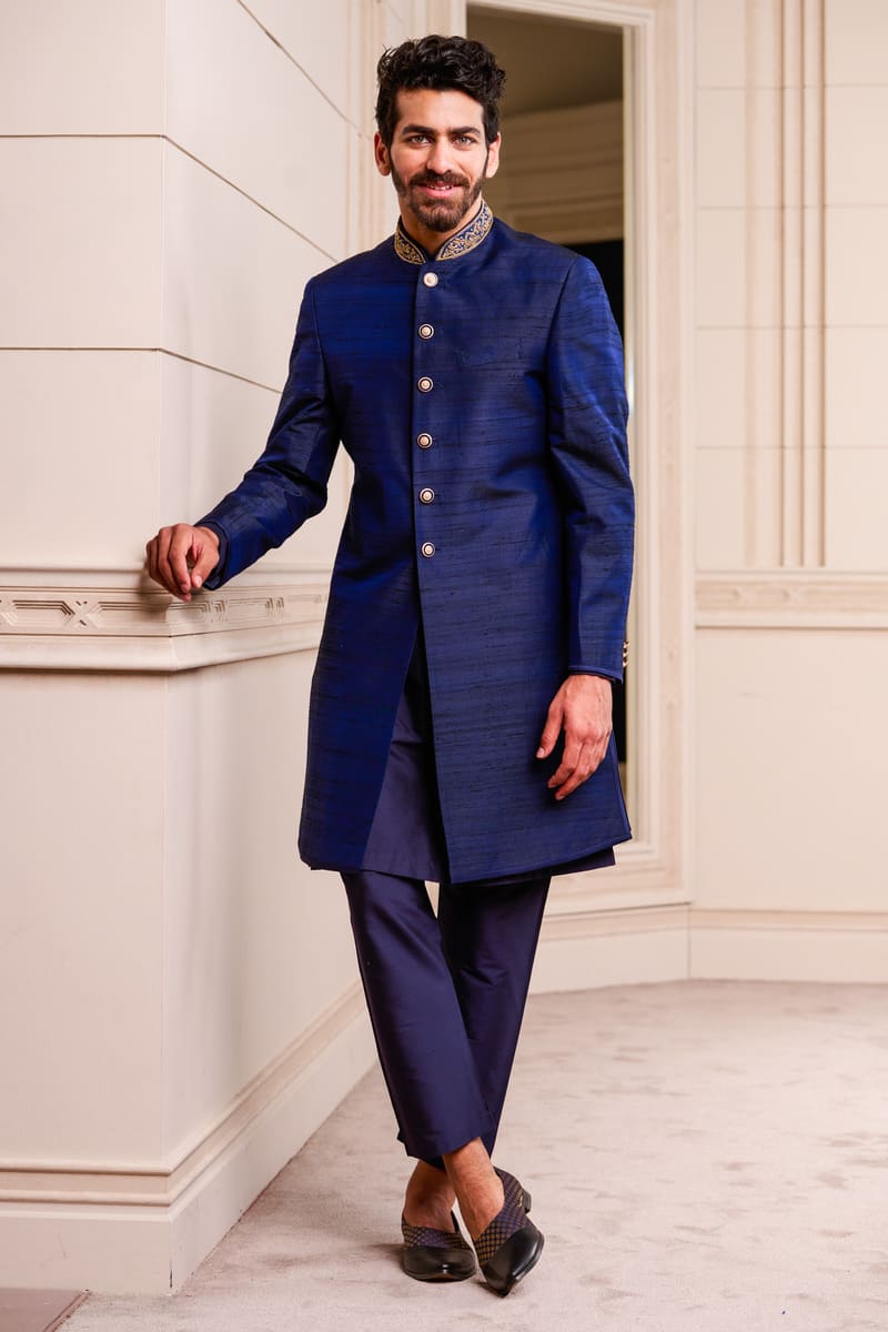 Classic Achkan With Zardosi Embroidered Collar