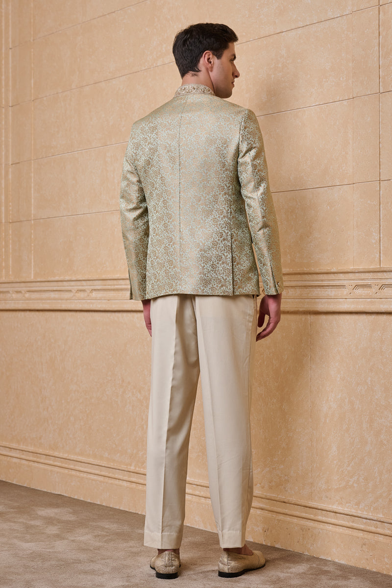 Light Green Classic Jacquard Bandhgala