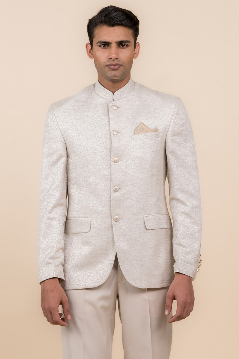 Ivory Jacquard Bandhgala