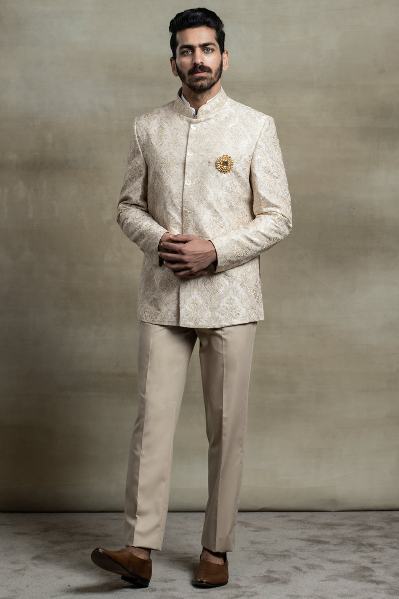 Gold All Over Embroidered Bandhgala