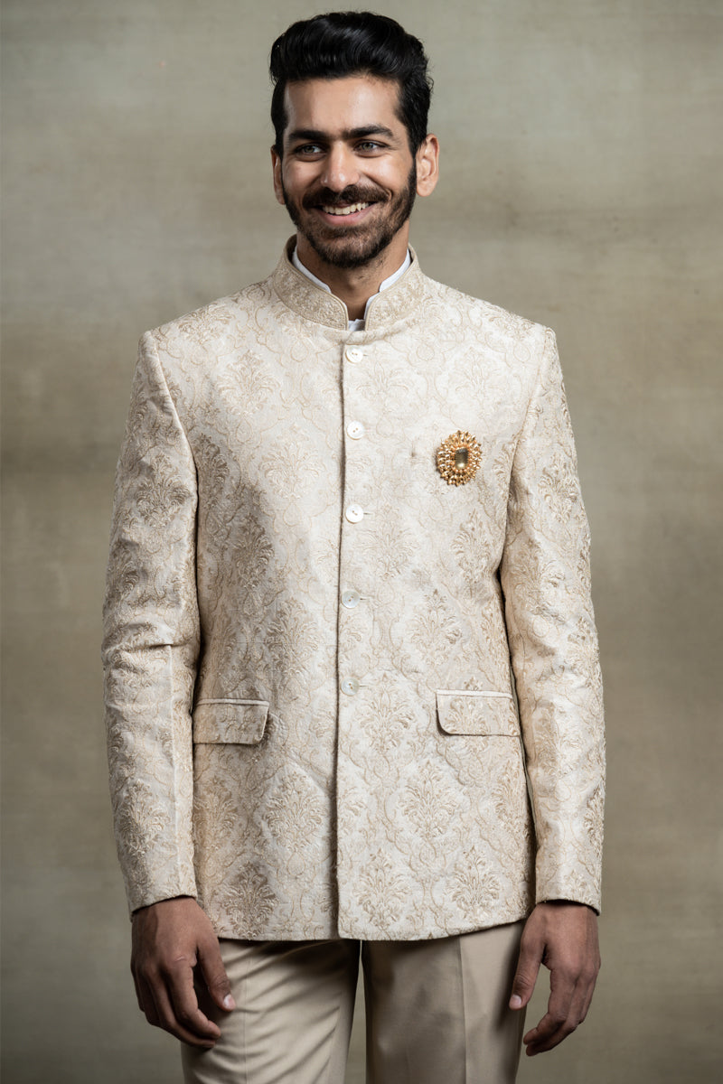 Gold All Over Embroidered Bandhgala