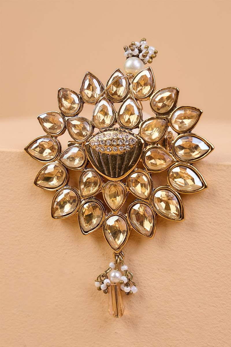 Gold Crystal Brooch