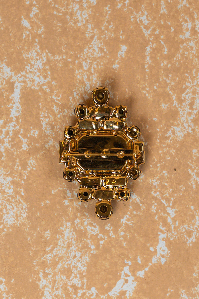 Black Crystal Brooch With A Centre Stone