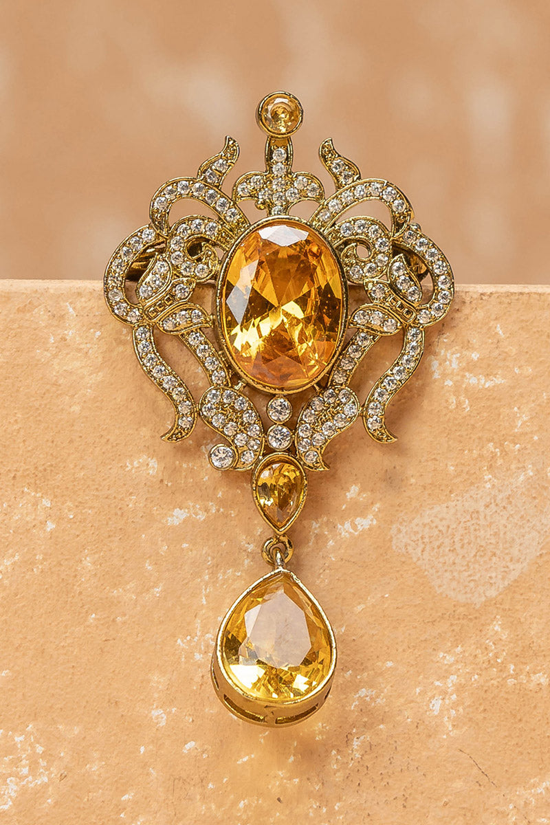 Gold Stone Encrusted Brooch