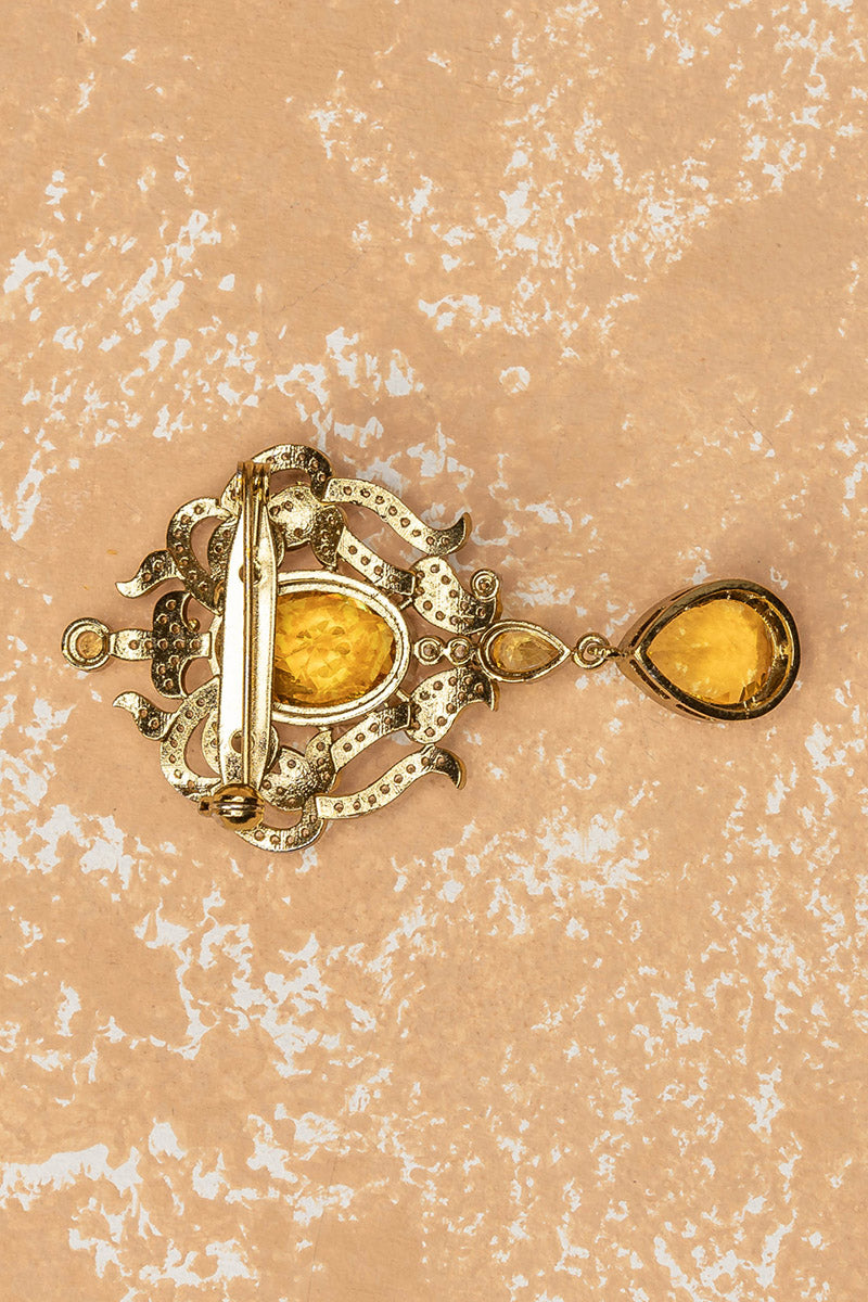 Gold Stone Encrusted Brooch