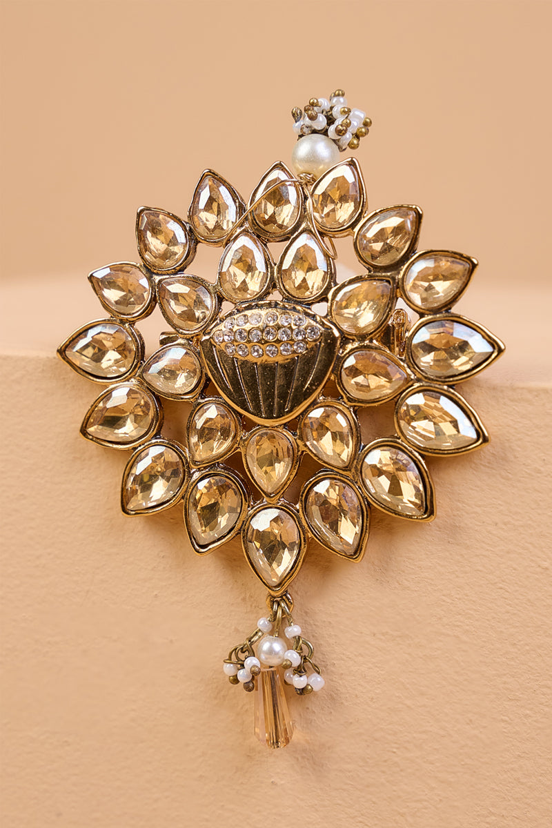 Gold Crystal Brooch