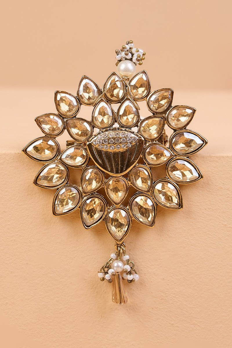 Gold Crystal Brooch