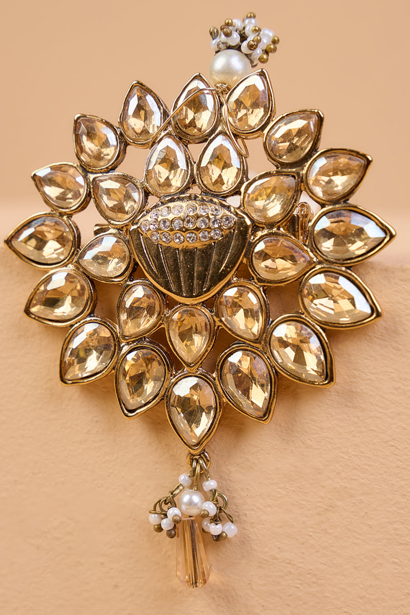 Gold Crystal Brooch