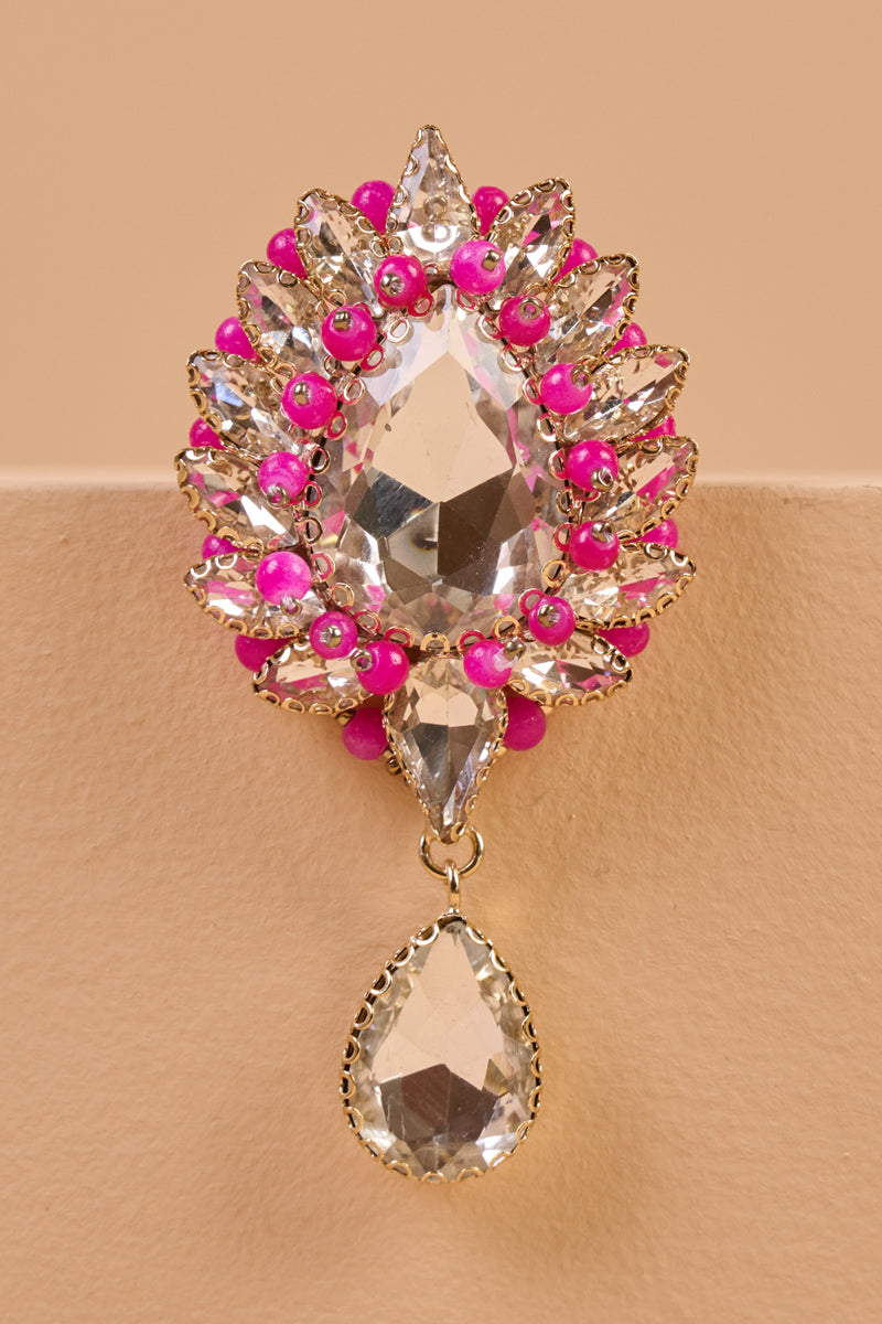 Maroon Crystal Brooch