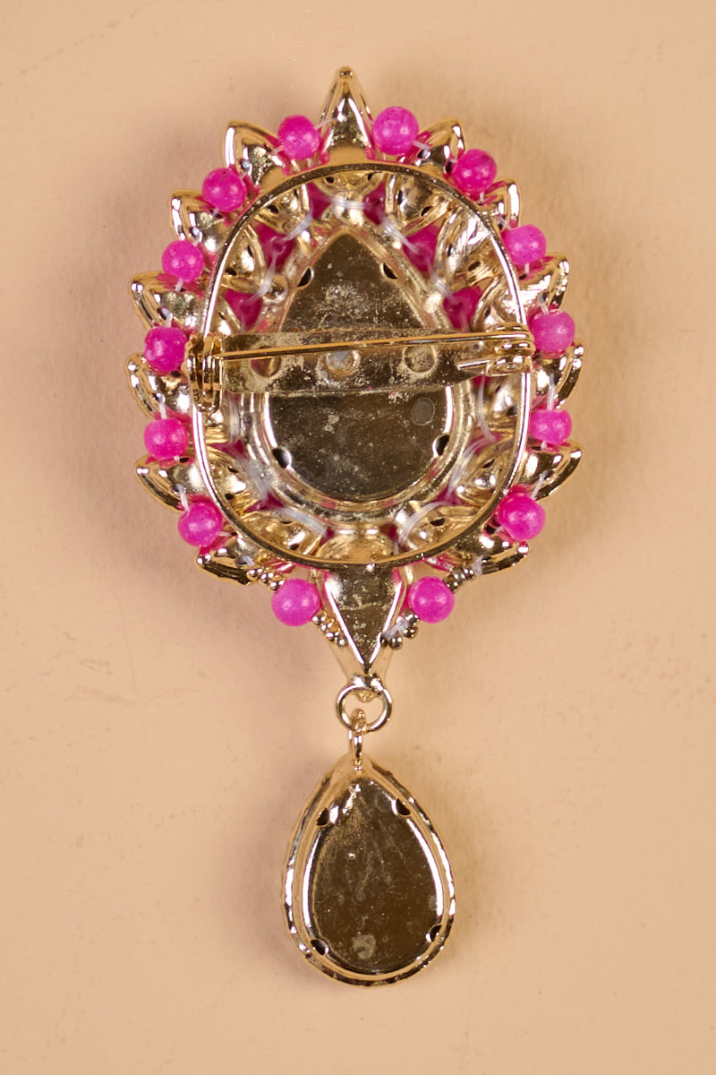 Maroon Crystal Brooch