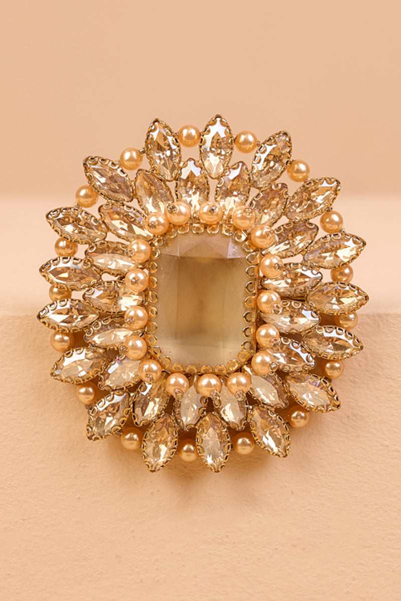 Gold Crystal Encrusted Brooch