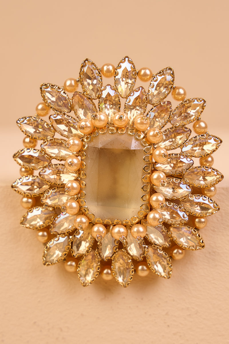 Gold Crystal Encrusted Brooch