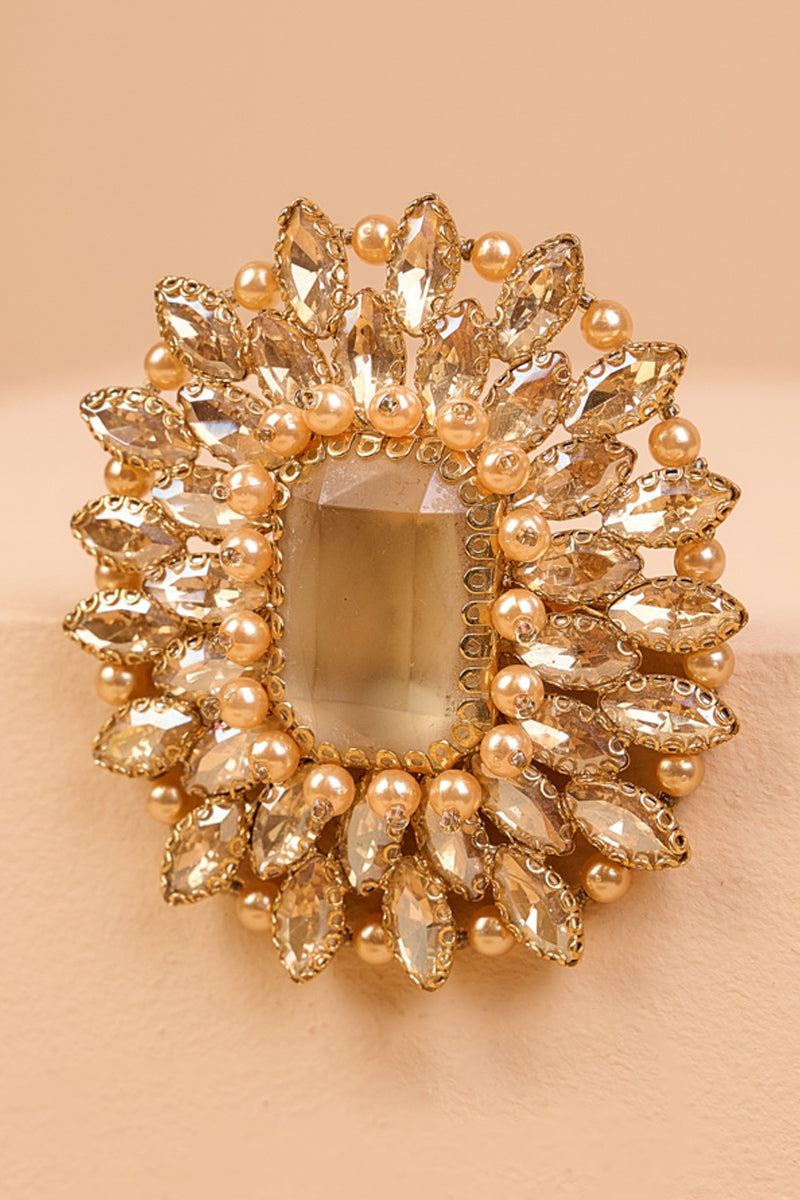 Gold Crystal Encrusted Brooch