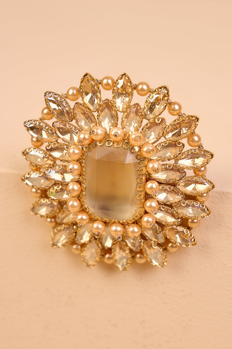 Gold Crystal Encrusted Brooch