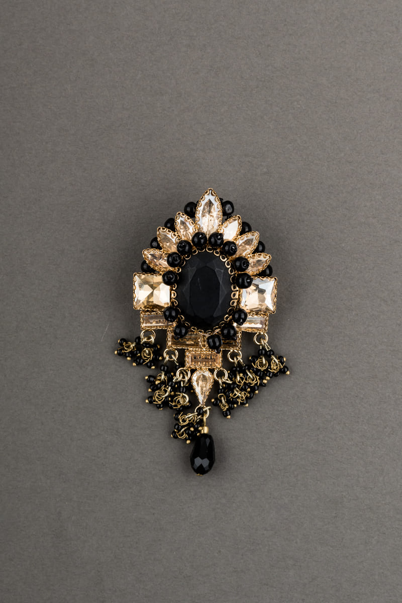 Black Crystal Brooch