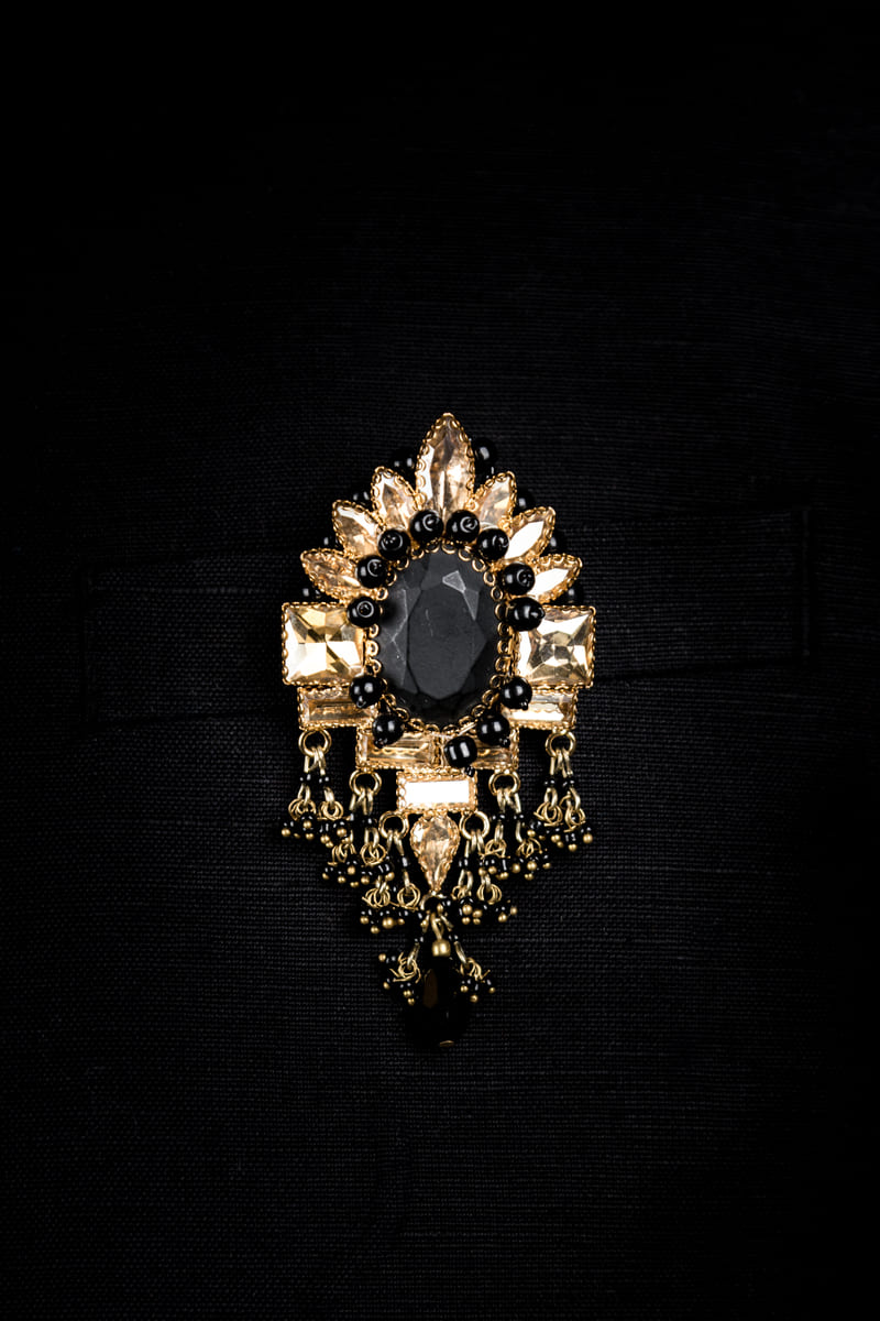 Black Crystal Brooch