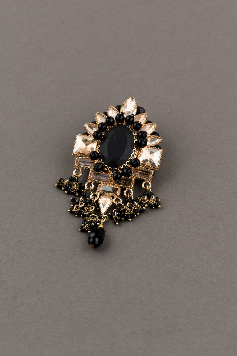 Black Crystal Brooch