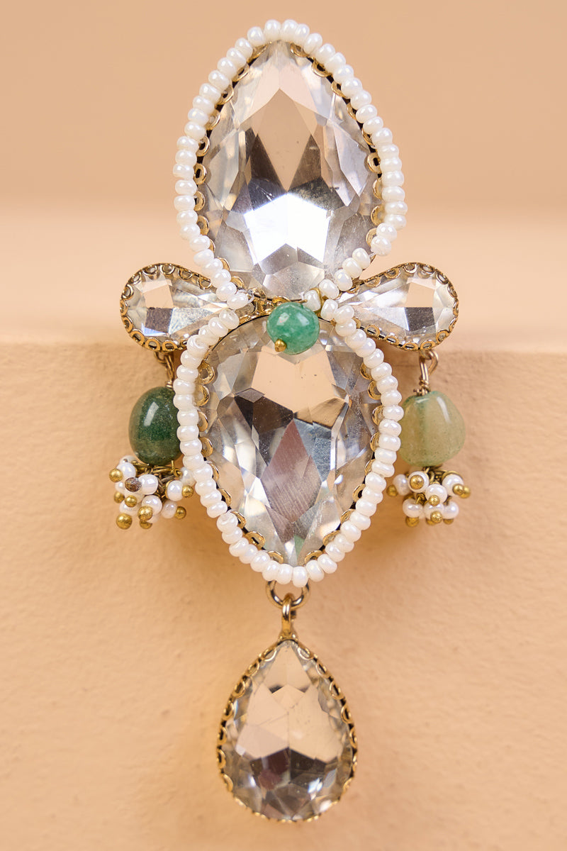 Light Green Double Stoned Crystal Brooch