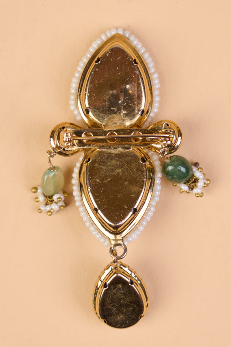 Light Green Double Stoned Crystal Brooch