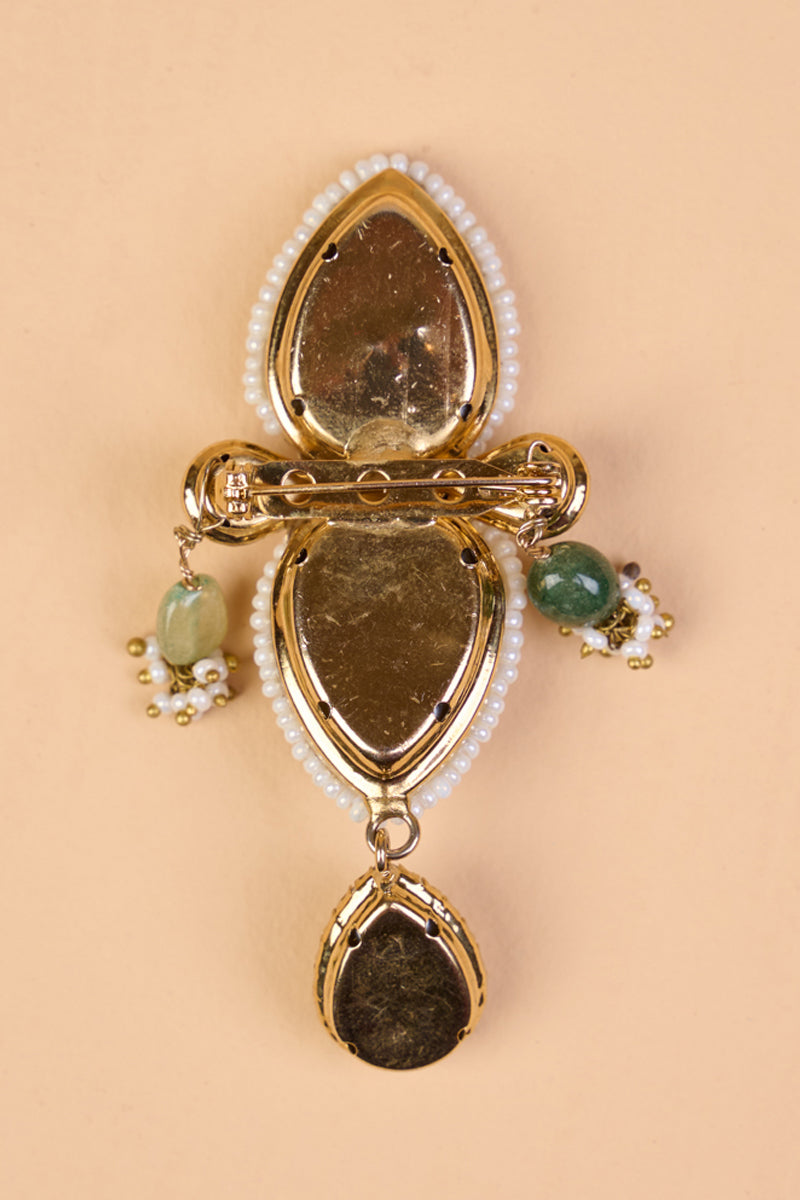 Double Stoned Crystal Brooch