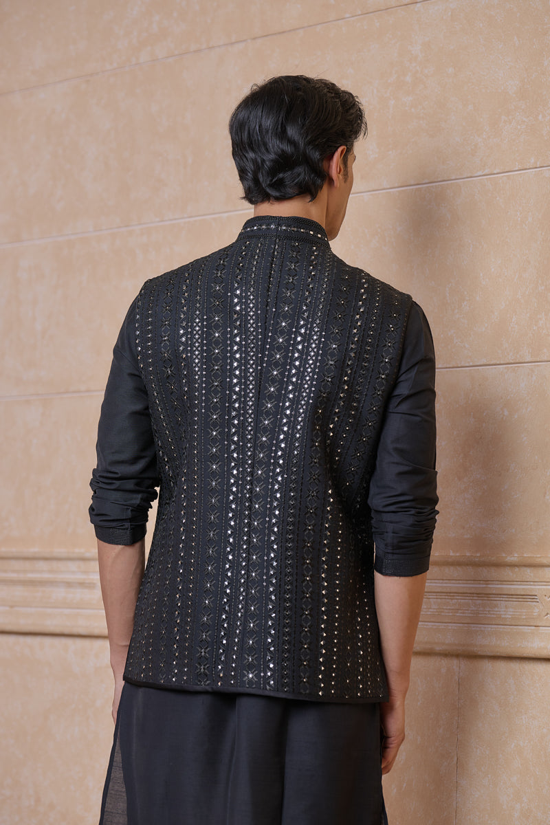 Black Embroidered Bundi