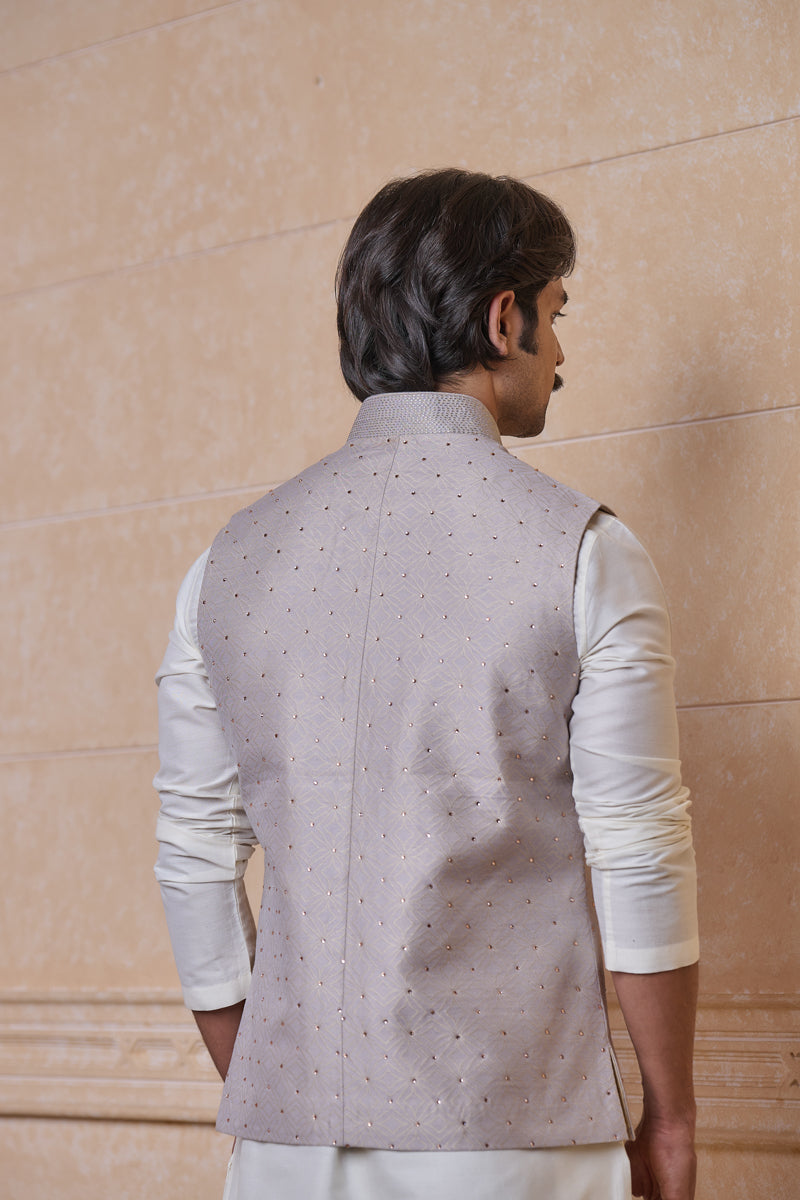 Light Grey Brocade Single Bundi