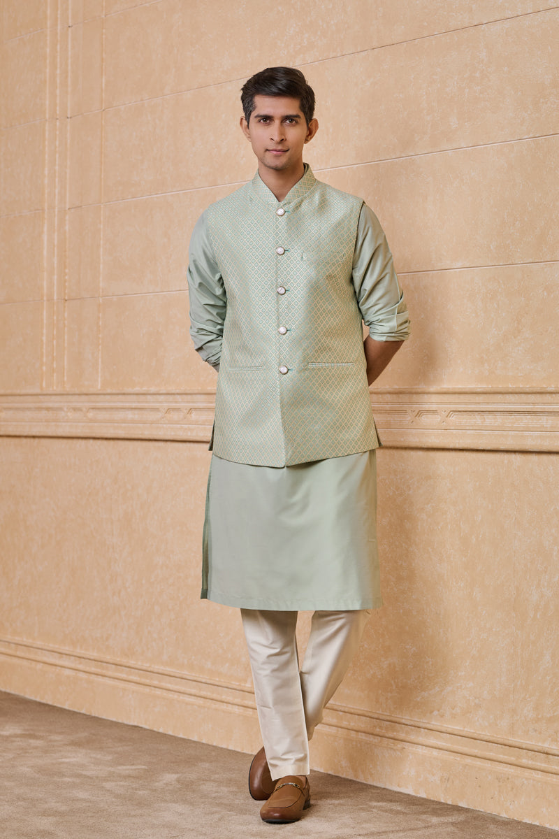 Green Classic Jacquard Bundi