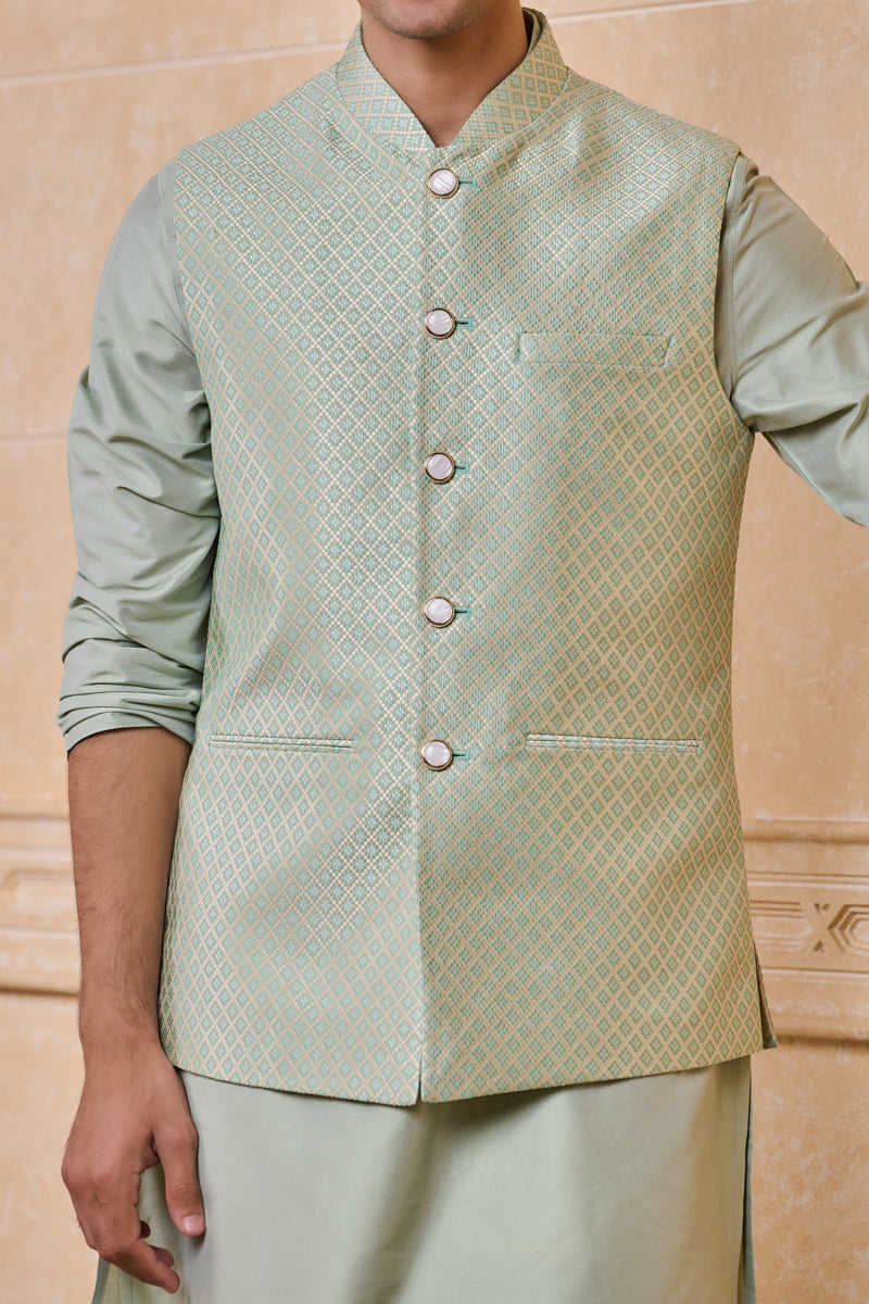 Green Classic Jacquard Bundi