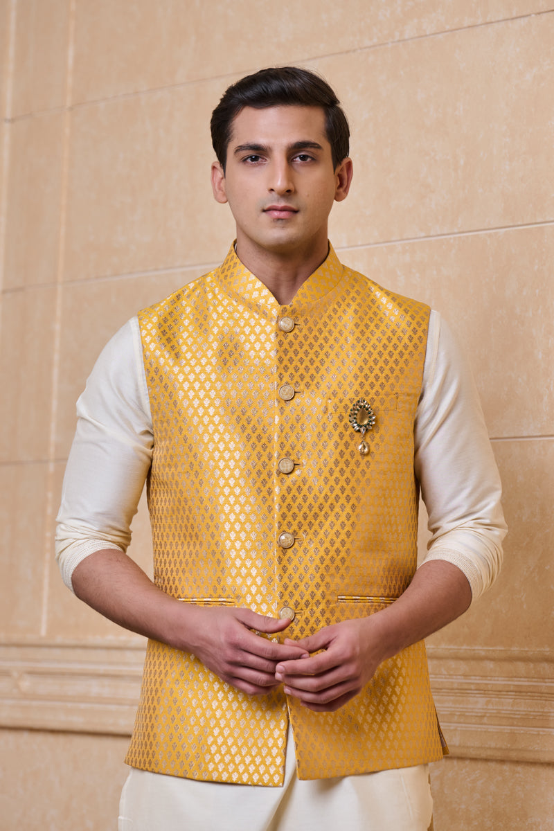 Yellow Classic Jacquard Bundi